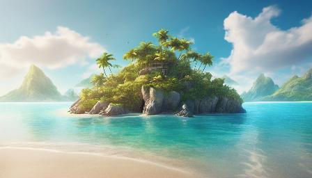 Beautiful island great quality, epic background, high resolution, 8K, daytime, variety of details, high definition, real colours, bright sunlight