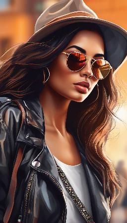 Modern Woman rock style clothes, a Woman wearing the rock style clothes, variety of ethnicities, complexions and random woman's faces, great quality, epic background, high resolution, 8K, daytime, variety of details, high definition, in town, bright sunlight