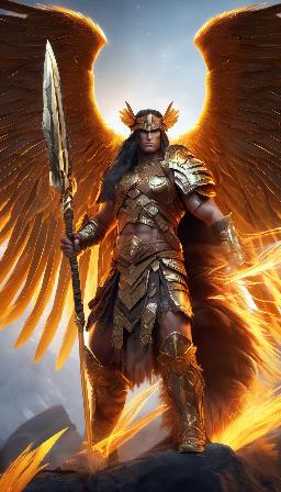 Aasimar class Barbarian, great quality, epic background, two luminous wings, high resolution, 8K, variety of details, high definition