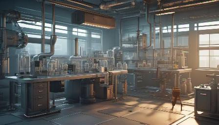 A laboratory in Cyberpunk Style, great quality, high resolution, 8K, variety of details, high definition, large quantity and technological details in keeping with Style