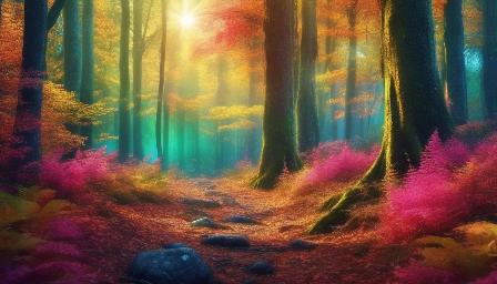 Beautiful forest, great quality, color saturated, epic background, high resolution, 4K, daytime, variety of details, high definition, vibrant colours, bright sunlight